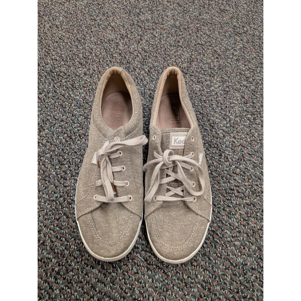 Keds Womens Tan Canvas Lace‎ Up Low Top Sneakers Size 8.5